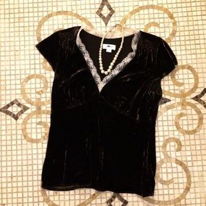 BOGO Ann Taylor Loft Brown velvet and lace blouse